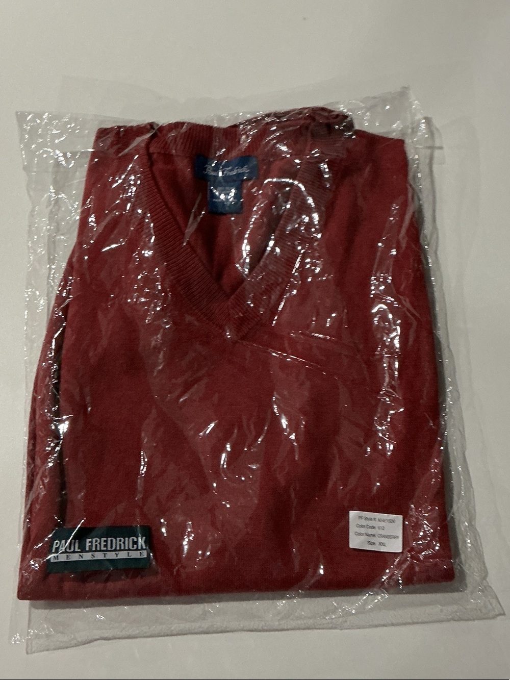 Paul Fredrick Men's V-Neck Sweater - Deep Red